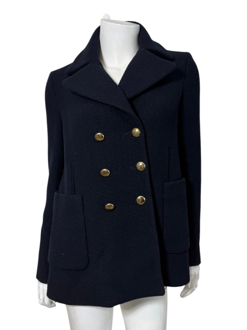 ba&sh Voco Double Breasted Peacoat Navy Blue Wool Blend Size 1 (US Small) $695